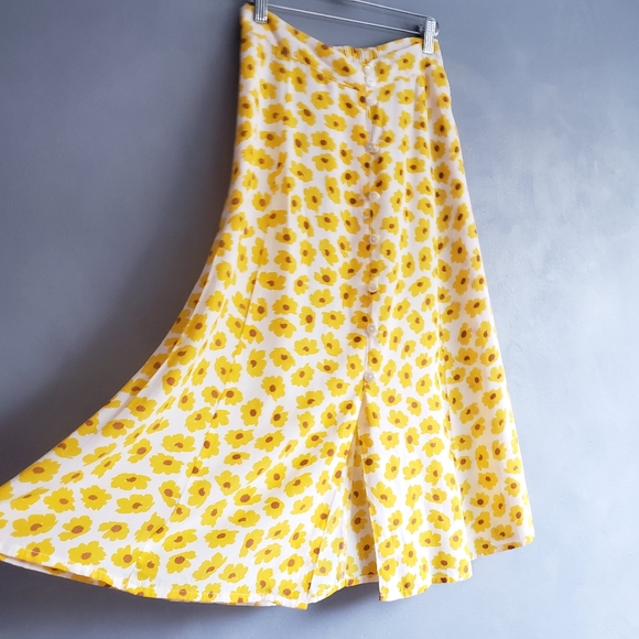 FAITHFULL THE BRAND MARIGOLD PRINT MIDI SKIRT, SIZE, US L - Picture 4 of 14